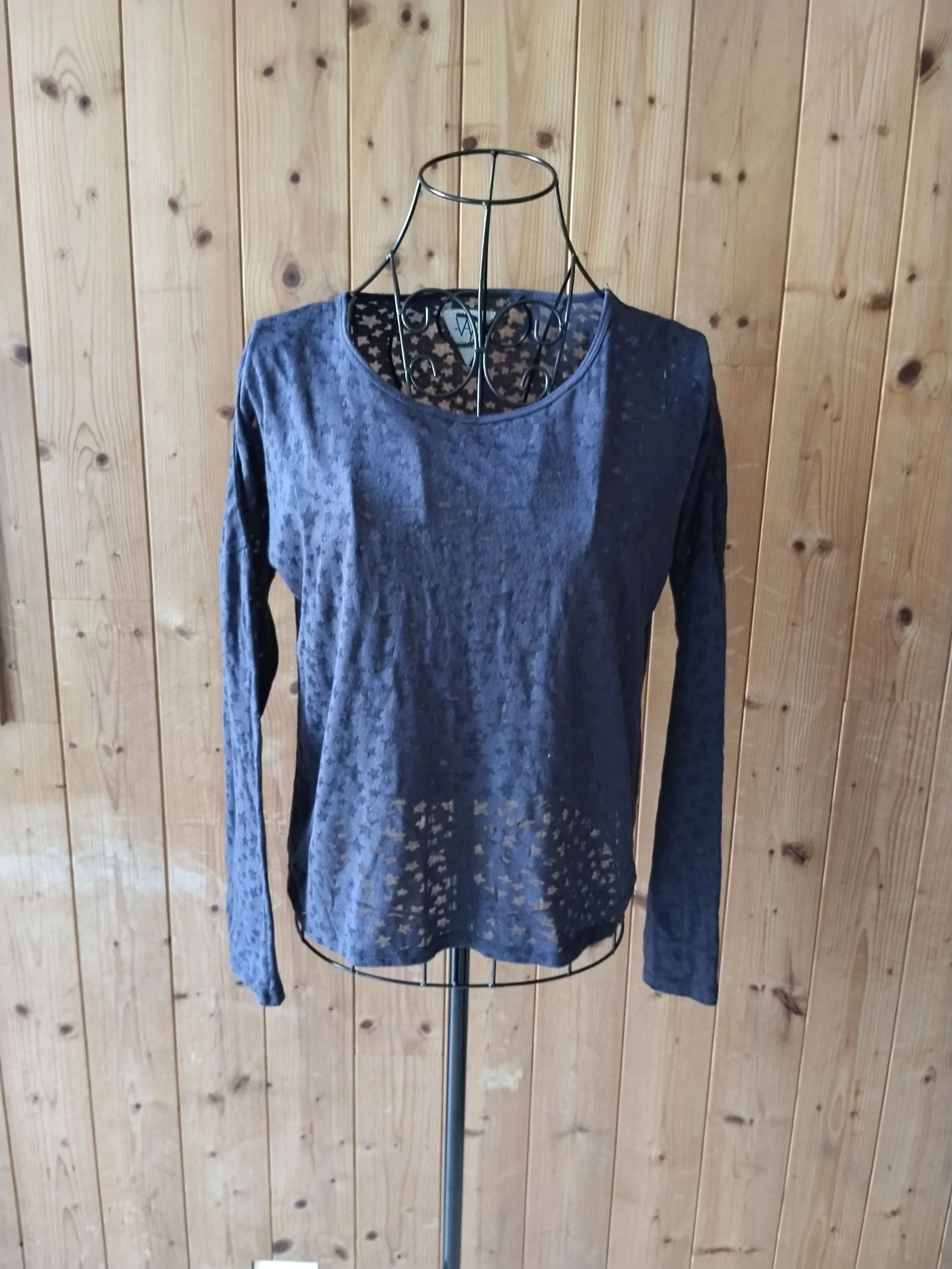 Haut IKKS femme bleu marine étoiles transparentes T.S